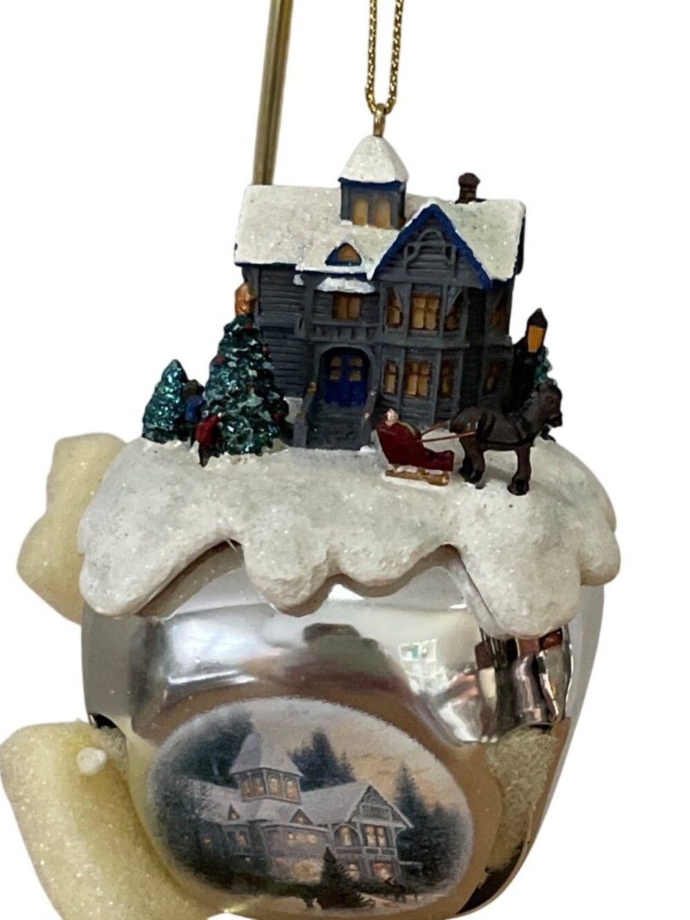 Vtg Thomas Kinkade Victorian Christmas Sleigh Bells Ornament Collection 2006